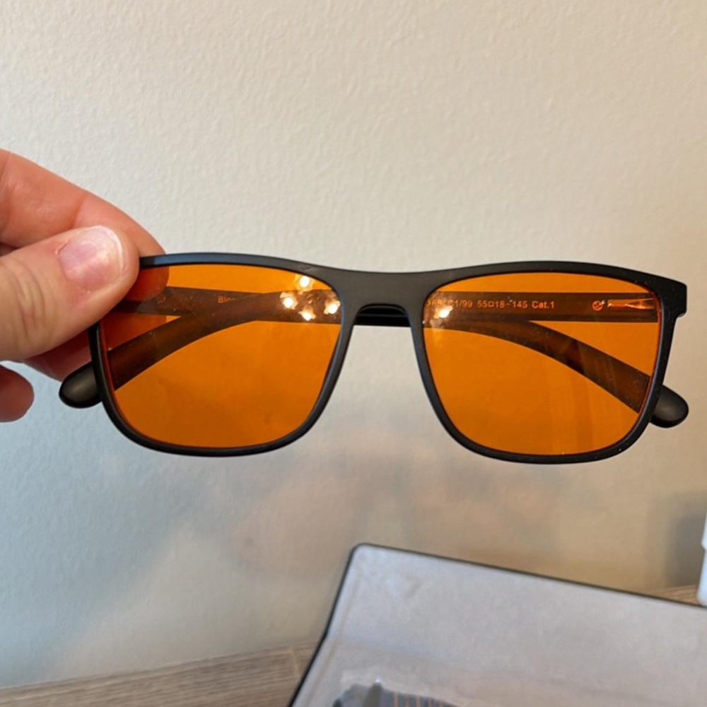 Matte Black Sunglasses with Amber Lenses Blue Light